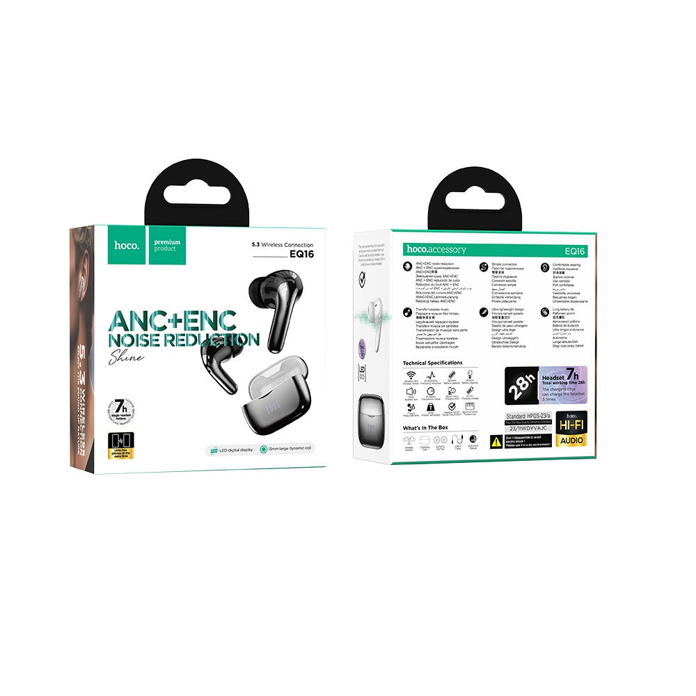 Audífonos Inalambricos Hoco EQ16 Bluetooth ANC ENC Negro