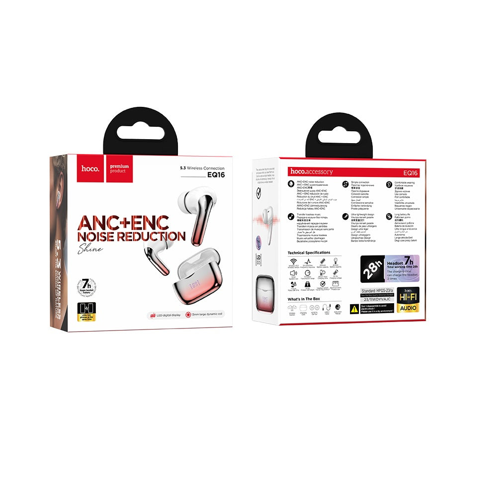 Audífonos Inalambricos Hoco EQ16 Bluetooth ANC ENC Rojo