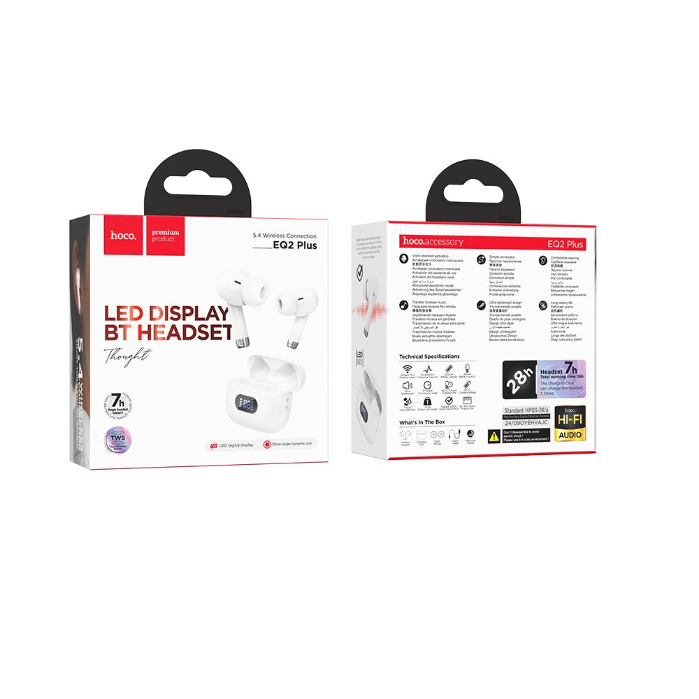 Audífonos Inalambricos Hoco EQ2 Plus Bluetooth Stereo Blanco