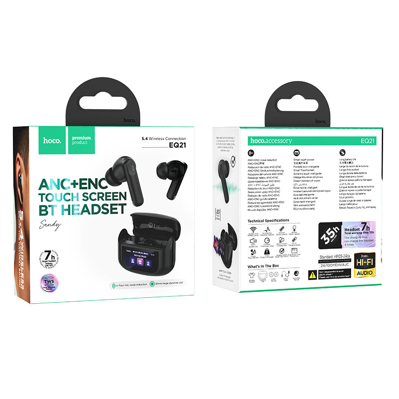 Audífonos Inalambricos Hoco EQ21 Bluetooth Pantalla Negro