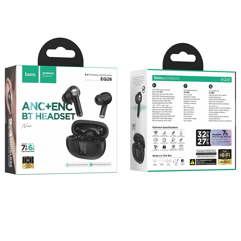 Audífonos Inalambricos Hoco EQ26 Bluetooth ANC ENC Negro