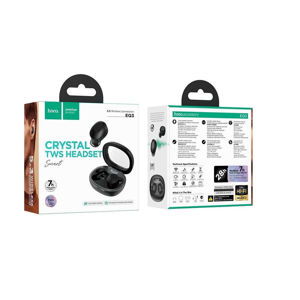 Audifonos Bluetooth InalambricosHoco EQ3 Pantalla LED Negro