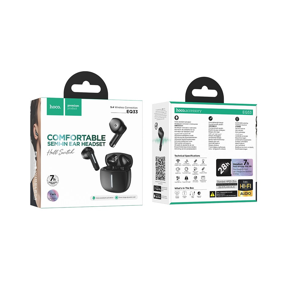 Audífonos Inalambricos Hoco EQ33 Bluetooth App Control Negro
