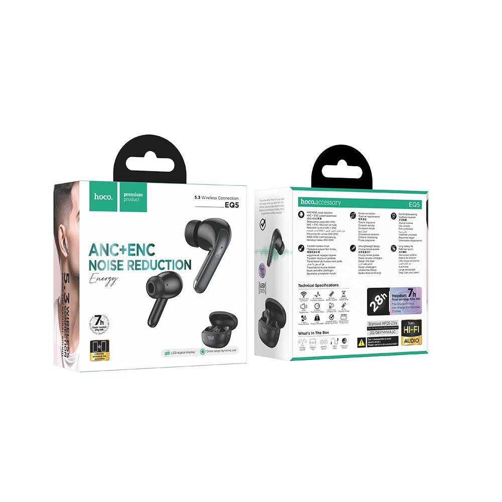 Audífonos Inalambricos Hoco EQ5 Bluetooth ANC ENC Negro