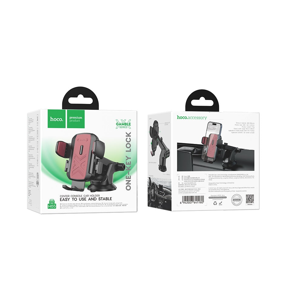 Soporte Celular para Auto Hoco H65 Gamble Tablero Rojo