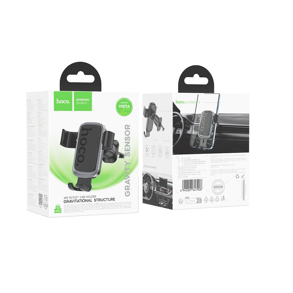 Soporte Celular para Auto Hoco H80 Rejilla Gravedad Negro