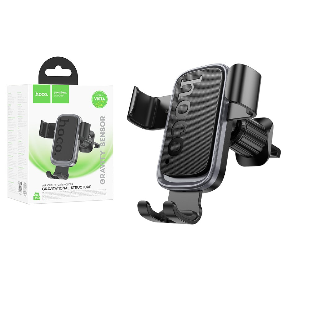 Soporte Celular para Auto Hoco H80 Rejilla Gravedad Negro
