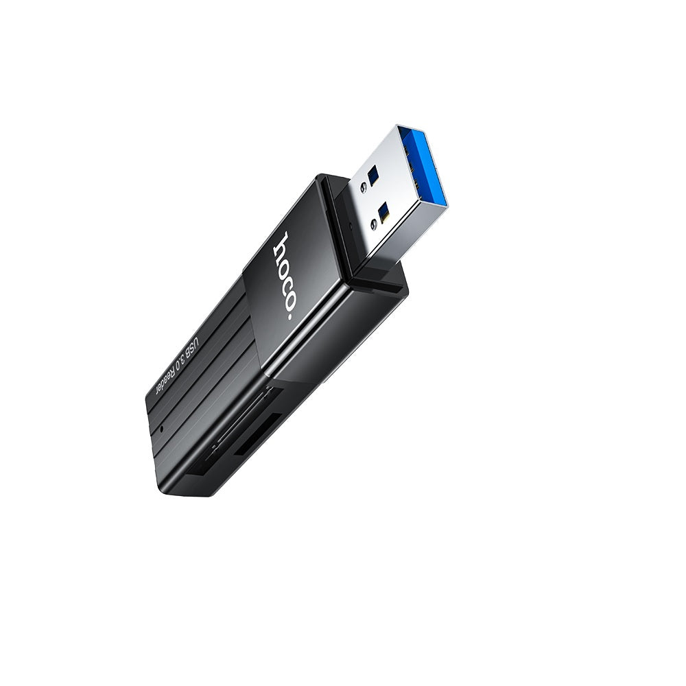 Lector Tarjetas SD TF USB 3.0 5Gbps Hoco HB20 2en1 Negro