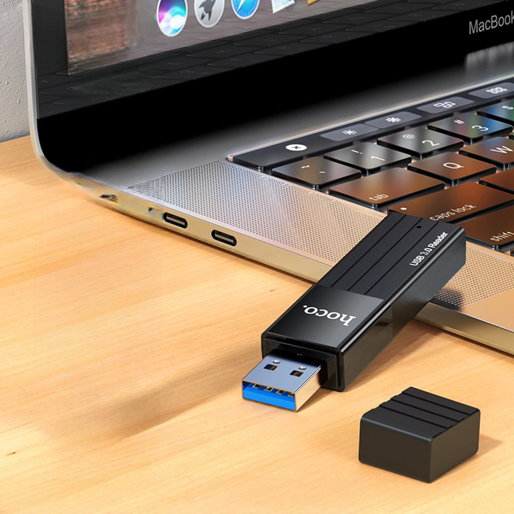 Lector Tarjetas SD TF USB 3.0 5Gbps Hoco HB20 2en1 Negro