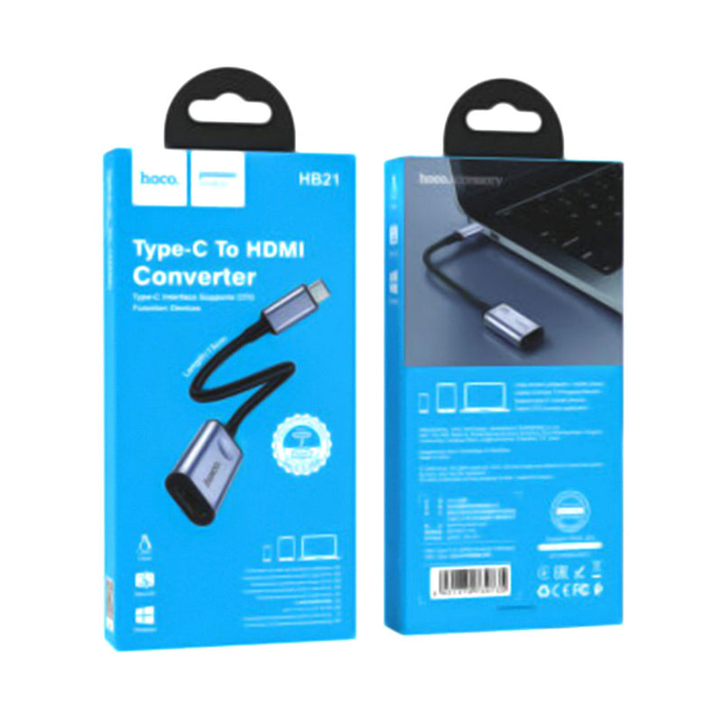 Adaptador Convertidor Tipo C a HDMI en 4K Hoco HB21 Gris