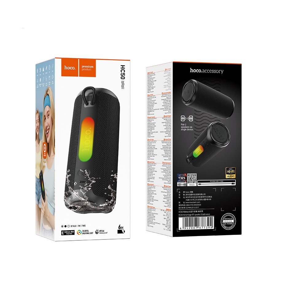Parlante Bluetooth Advantage Luces Hoco HC50 Negro