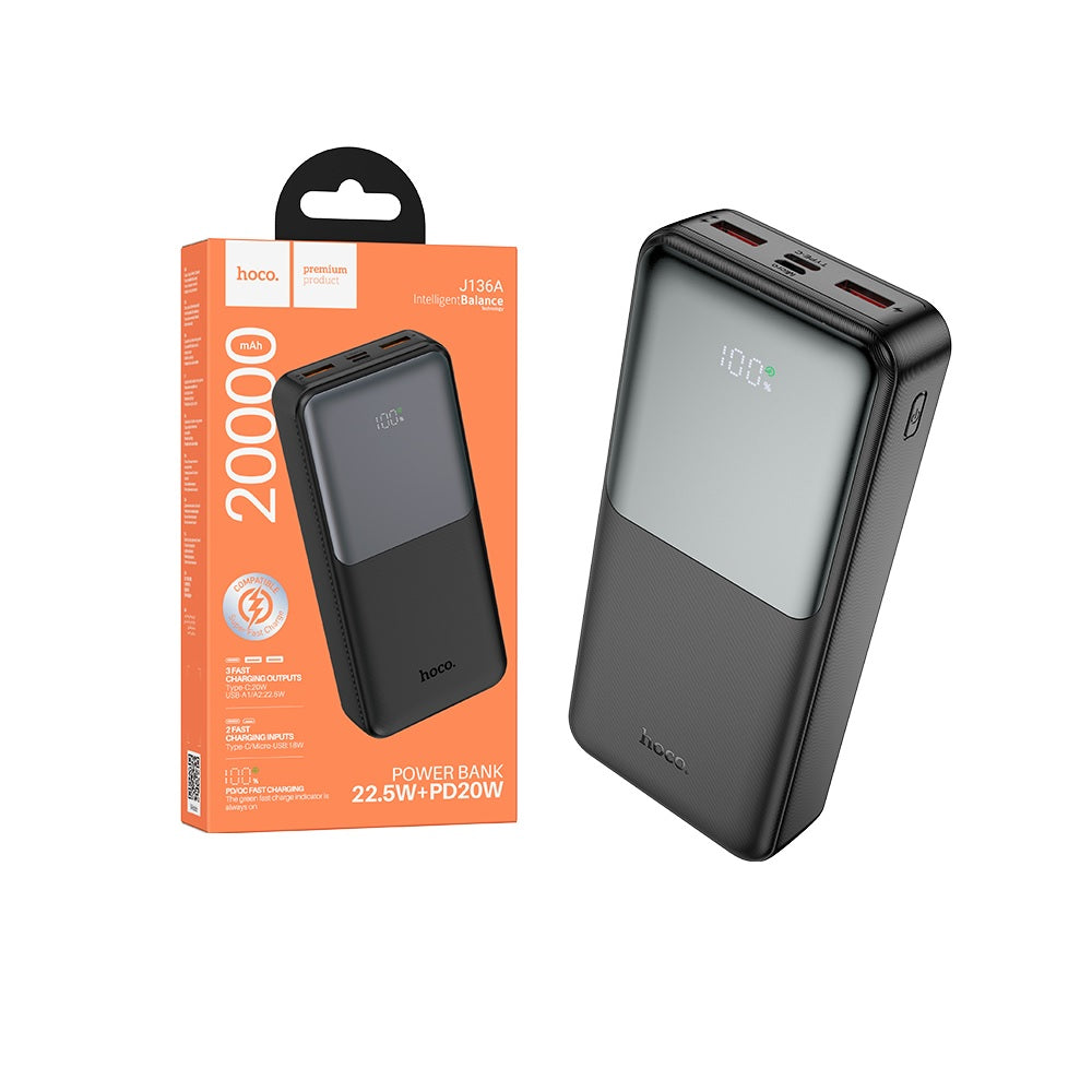 Power Bank 20000mAh Hoco J136A PD20W 22.5W Negro