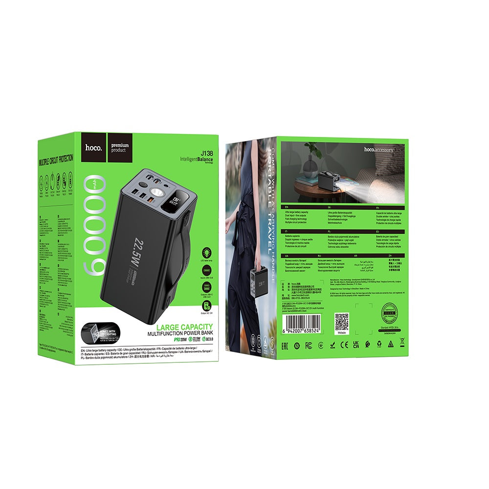 Power Bank 60000mAh Hoco J138 Distant 22.5W Rapida Negro