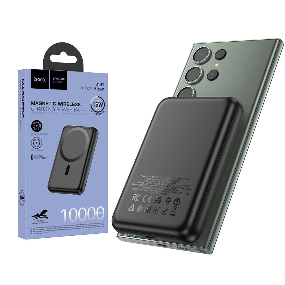 Power Bank 10000mAh Hoco J141 Magnetico PD20W Negro
