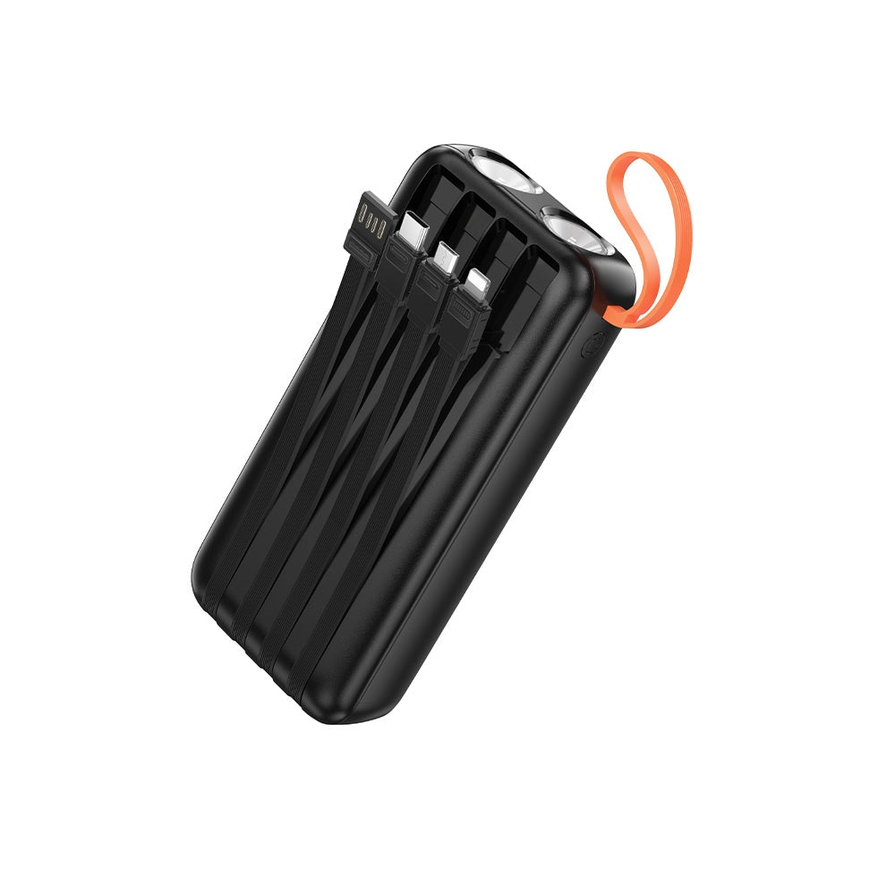 Power Bank 20000mAh Hoco J151A Spirit 4 Cables Linterna Negro