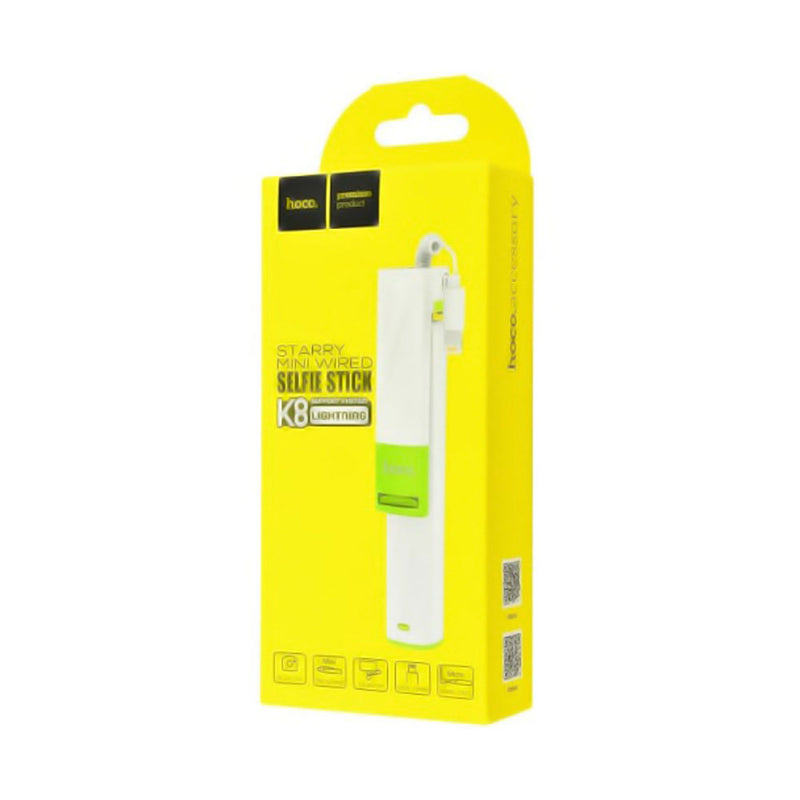 Mini Palito de Selfie cable Lightning Hoco K8 64 cm Blanco