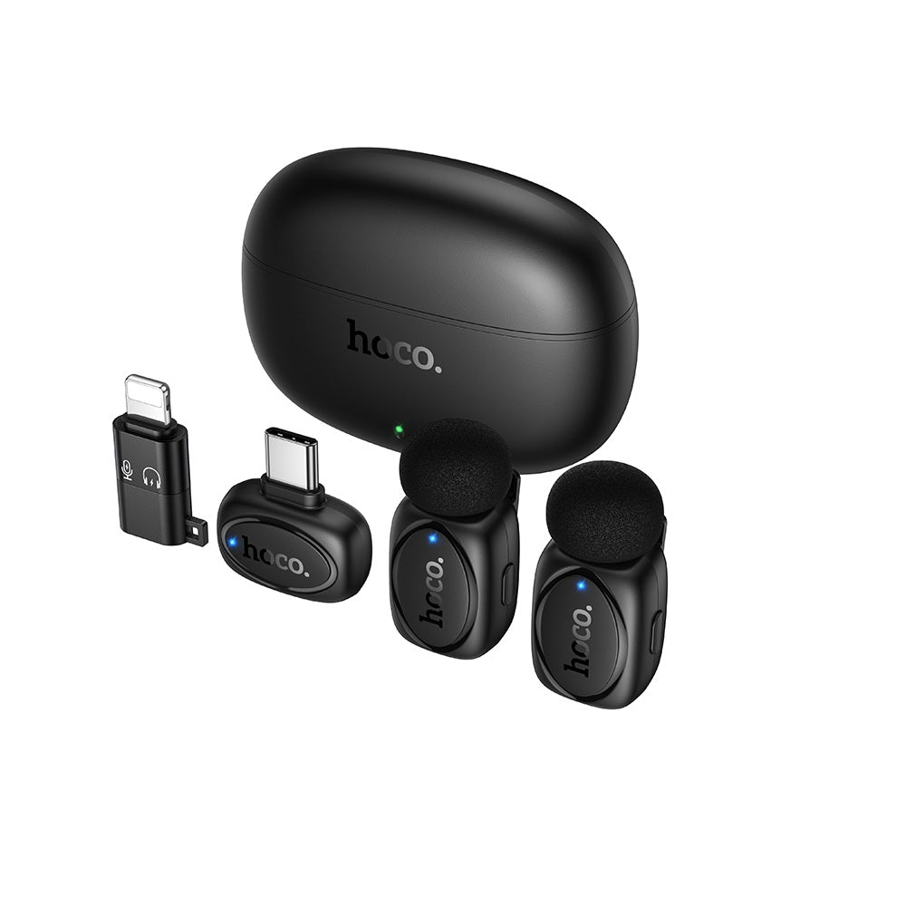 Microfono 2 en 1 Tipo C + IP Inalambrico Hoco L19 Negro