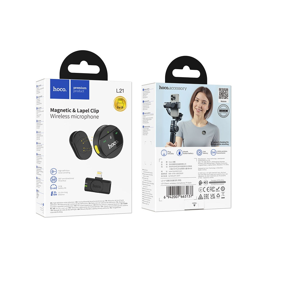 Microfono con Interfaz IP Inalambrico Hoco L21 Negro