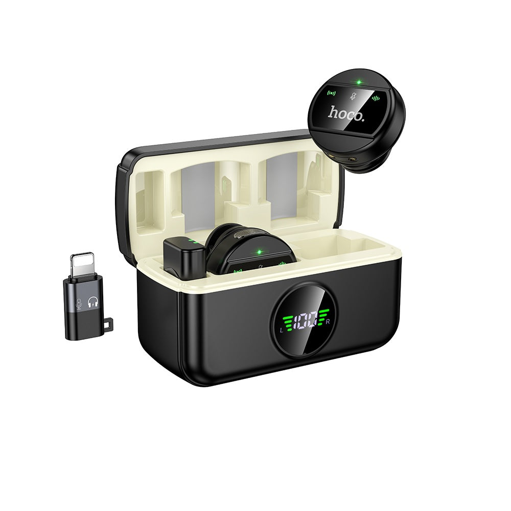 Microfono Dual 2 en 1 Tipo C + IP Inalambrico Hoco L22 Negro