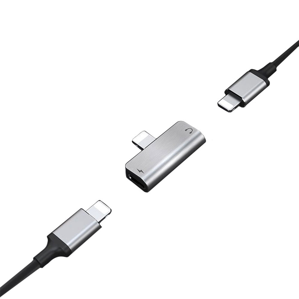 Adaptador Dual Lightning Convertidor Hoco LS24 Plateado
