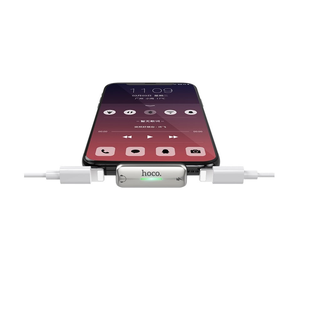 Adaptador Hoco LS27 Convertidor Audio Dual Lightning Negro