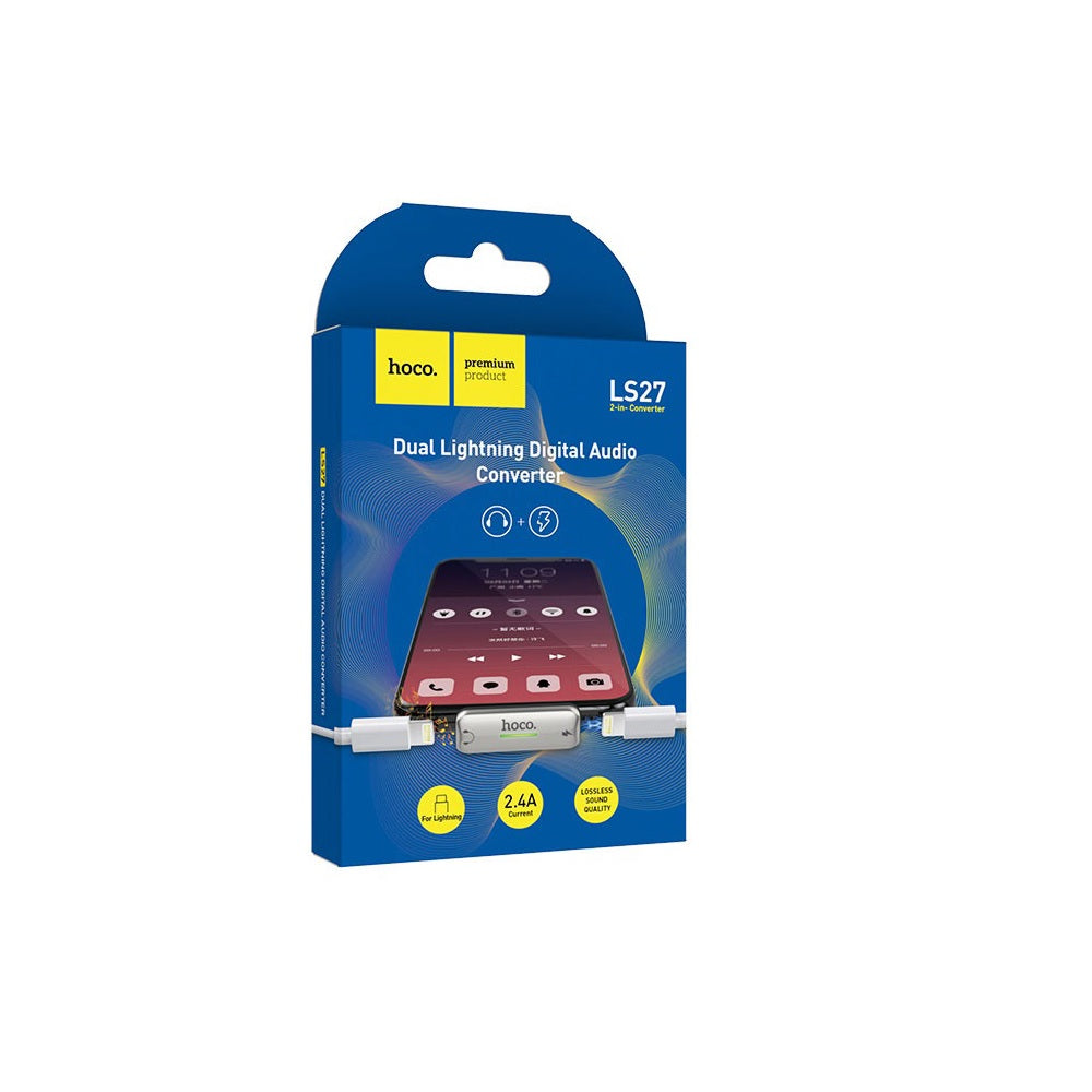 Adaptador Hoco LS27 Convertidor Audio Dual Lightning Negro