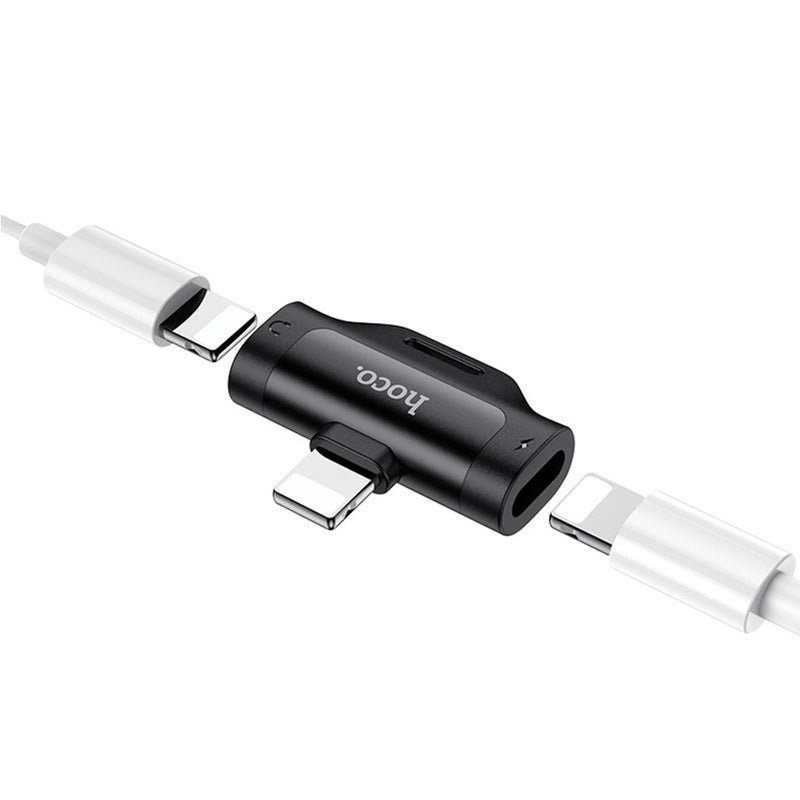 Adaptador Dual Lightning y cargador Hoco LS31 Negro