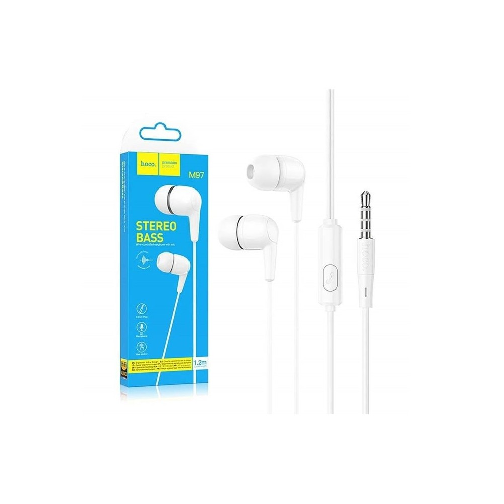 Audífono con Micrófono Hoco M97 Alámbrico Jack 3.5mm Blanco