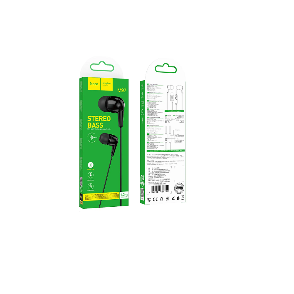 Audífono con Micrófono Hoco M97 Alámbrico Tipo C Negro