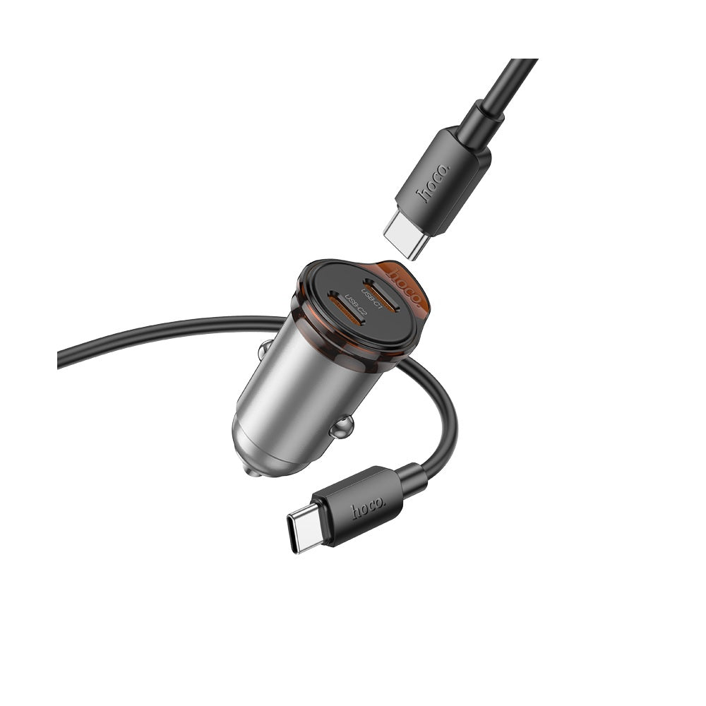 Cargador para auto Hoco NZ16B PD45W Cable Tipo C a C Gris