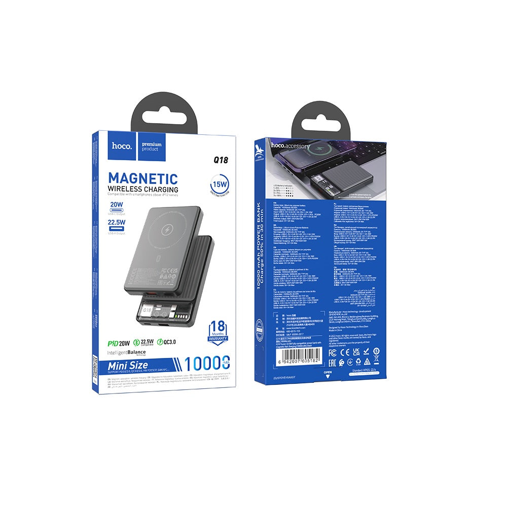 Power Bank Magsafe 10000mAh Hoco Q18 Tourer 22.5W Negro