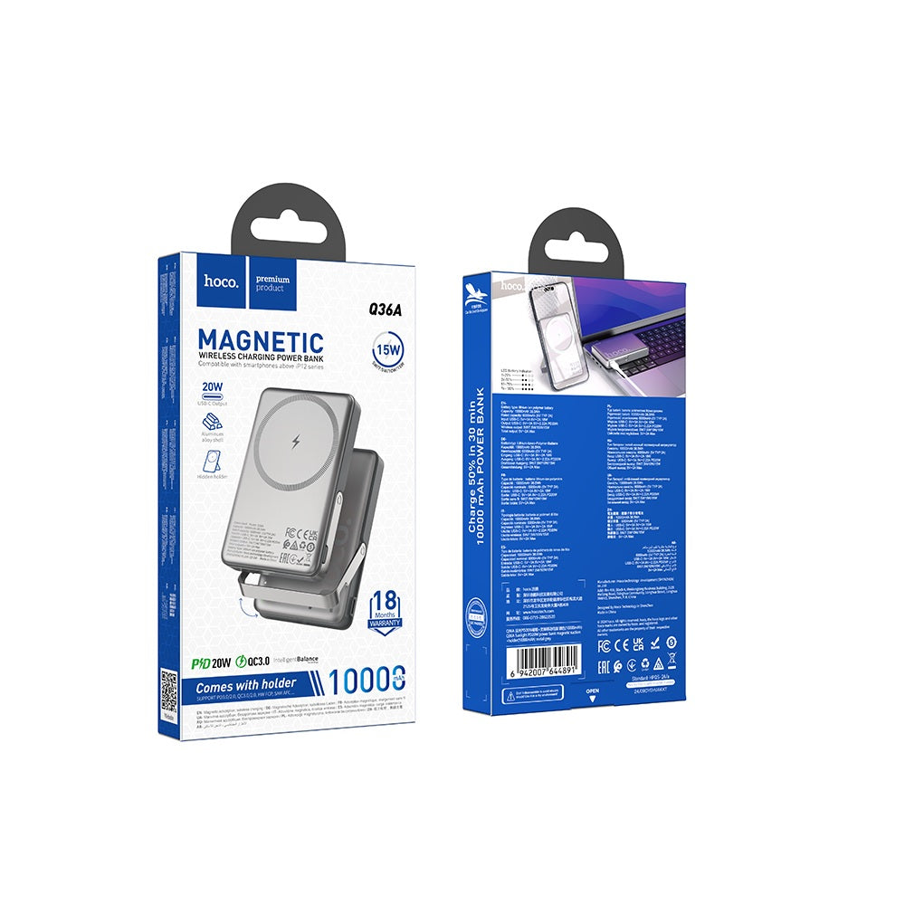 Power Bank Magsafe Soporte 10000mAh Hoco Q36A PD20W Gris