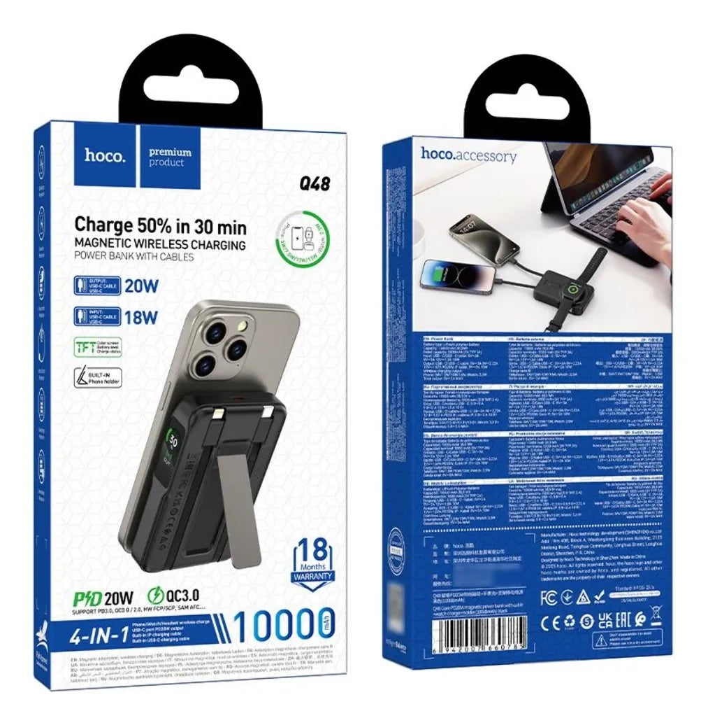 Power Bank 10000mAh Hoco Q48 Core Magnetico Negro