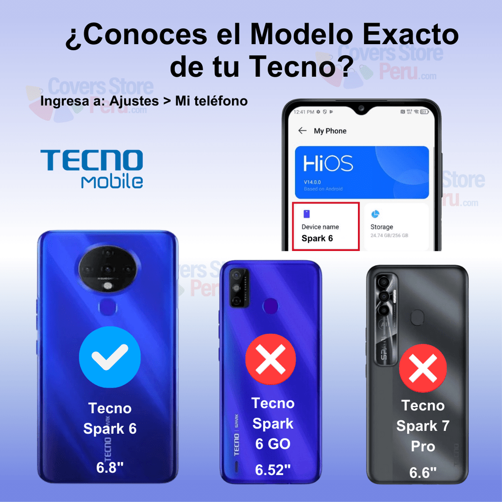 Funda para Tecno Spark 6 TPU 100% Transparente Antishock