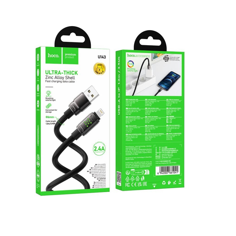 Cable Hoco U143 Joy USB a iP Carga Rápida Negro