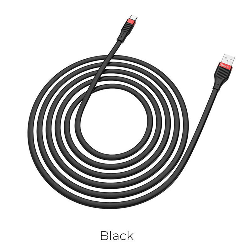 Cable USB a Tipo C 1.2m Hoco U72 Negro De Silicona Calidad