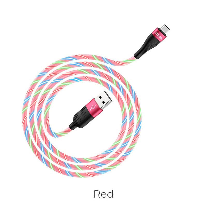 Cable USB a Tipo C 1m Hoco U85 Negro Con Luz De Calidad