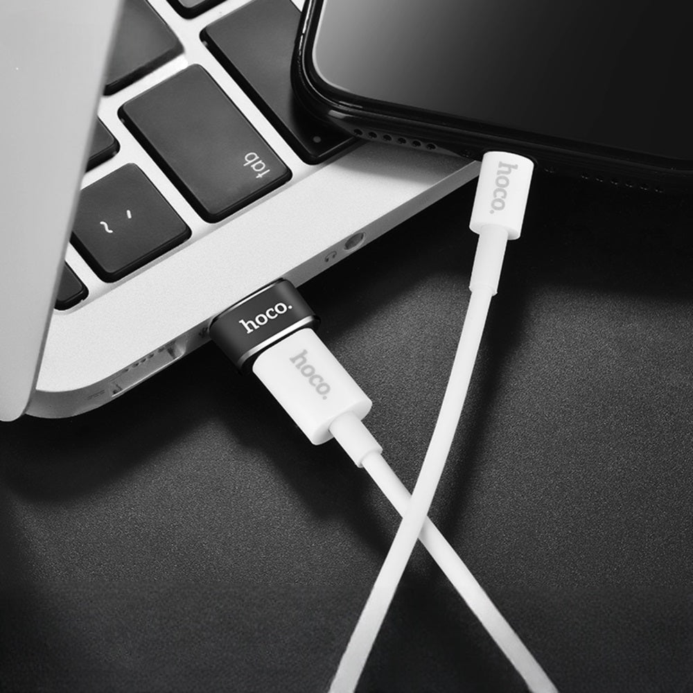 Adaptador OTG Hoco UA6 Tipo C Macho a USB 3.0 Hembra Negro