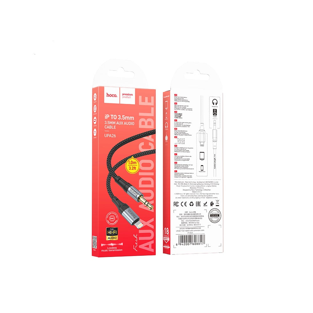 Cable Hoco UPA26 Fresh Adaptador Audio de iP a 3.5mm Negro