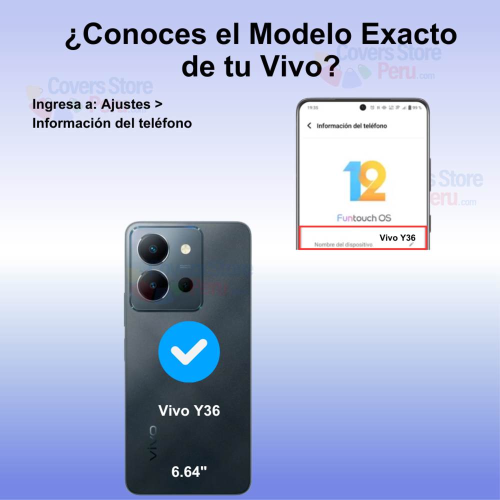 Funda Case para Vivo Y36 Flip Cover Azul