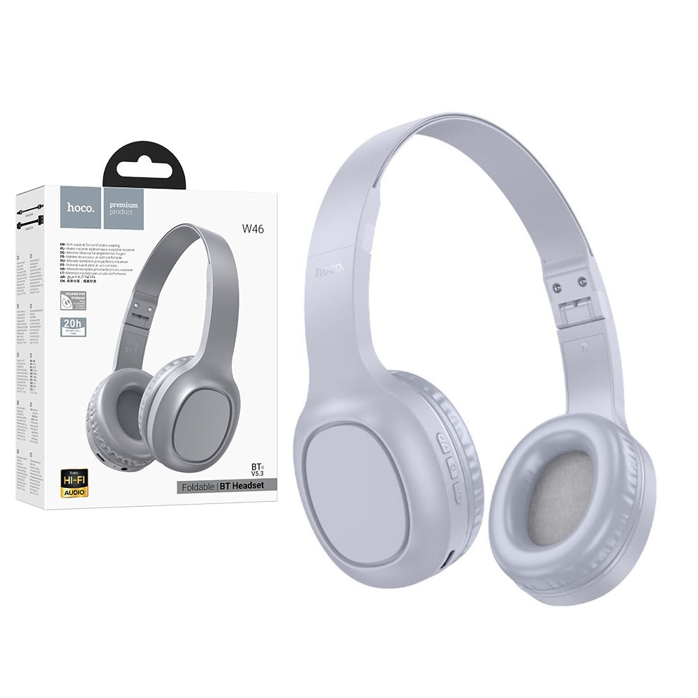 Audifonos Bluetooth Diadema Hoco W46 Charm Microfono Gris