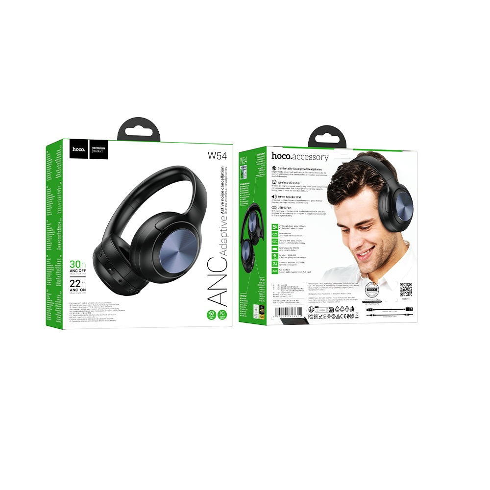 Audifonos Bluetooth Hoco W54 Cancelacion Ruido ANC Diadema Negro
