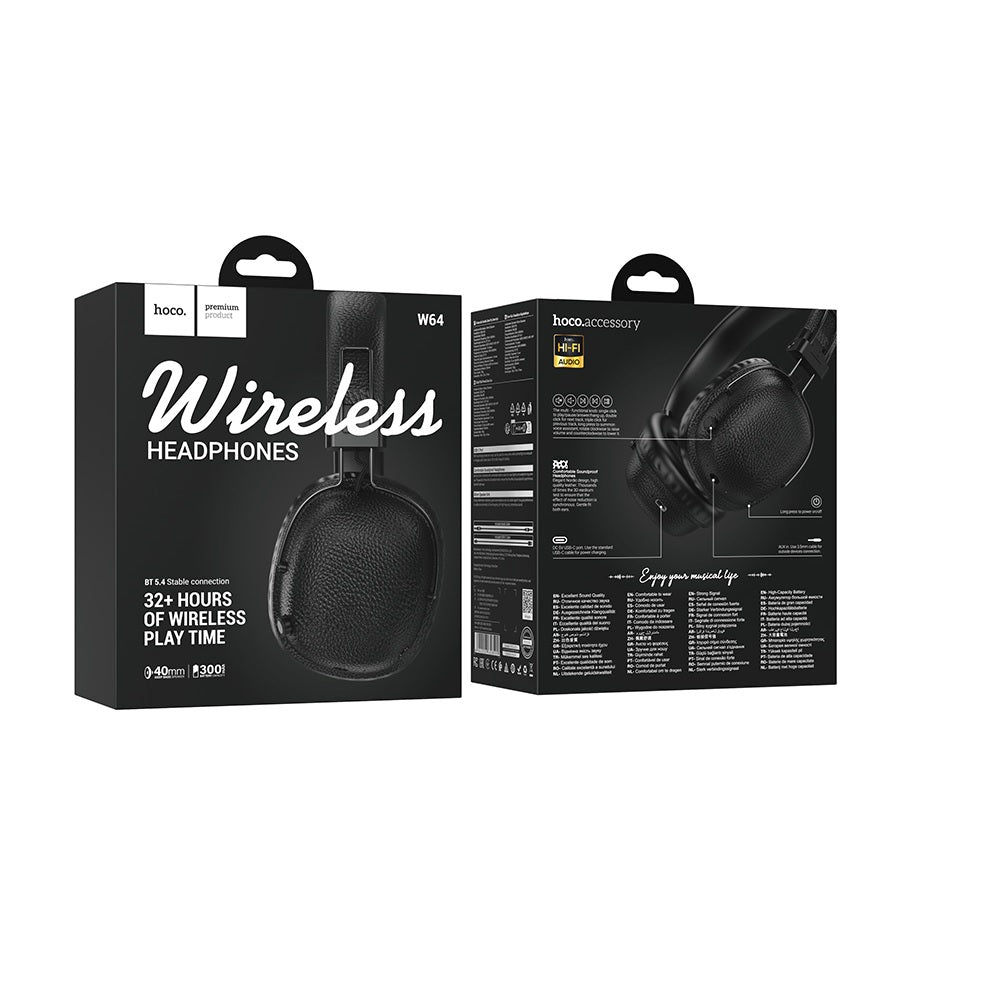 Audifonos Bluetooth Diadema Hoco W64 Earl II Plegable Negro