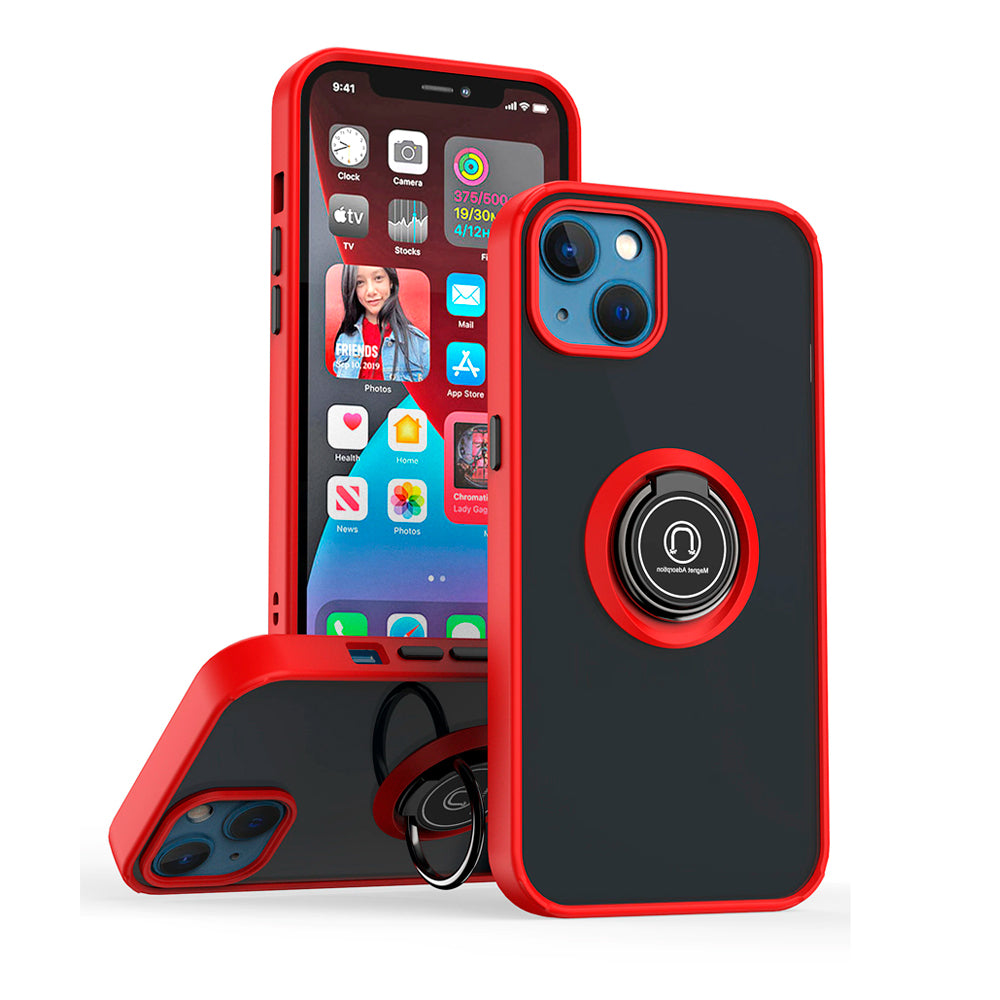 Funda para Motorola G54 Ahumado con Anillo Rojo Antishock