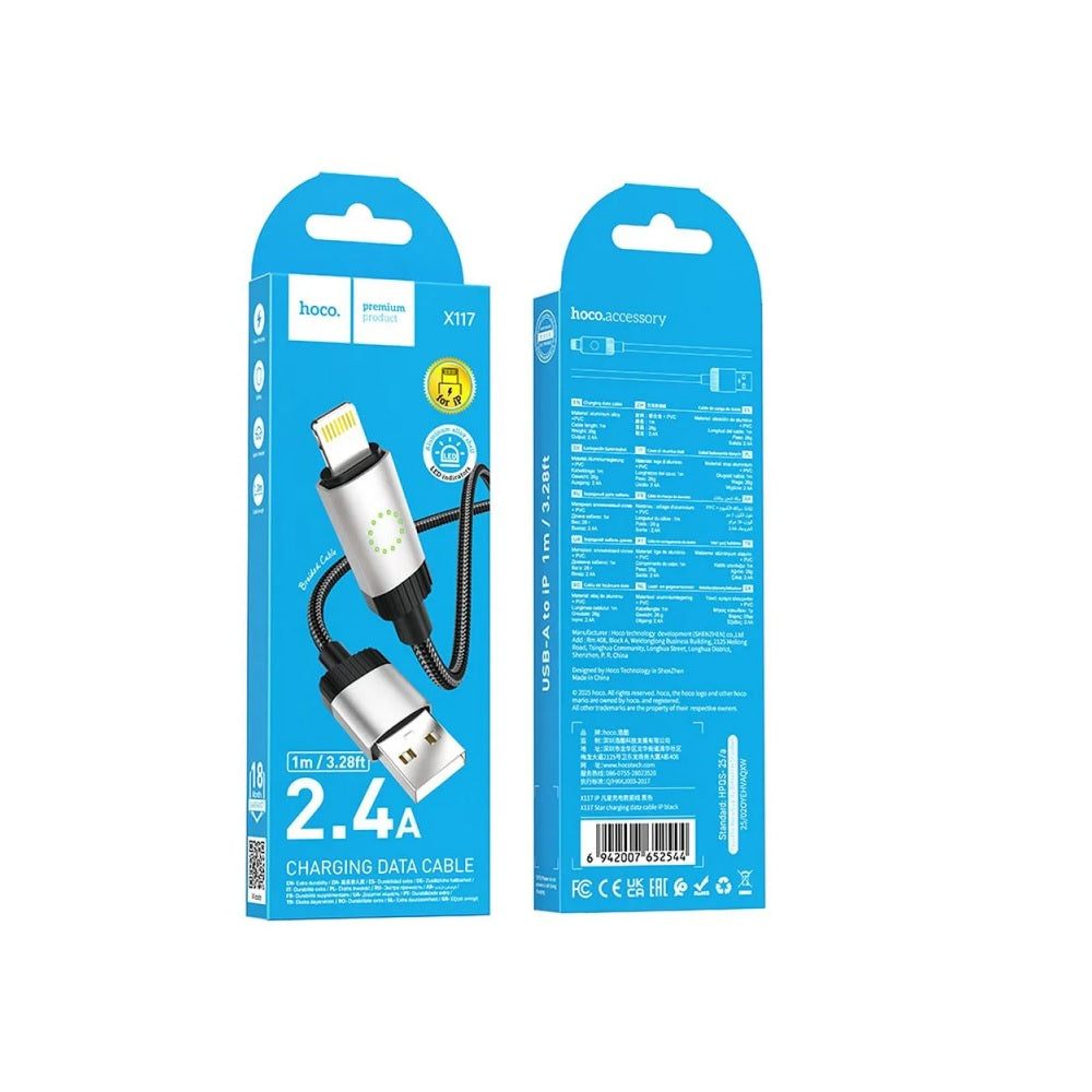Cable Hoco X117 Star USB a iP Carga Rápida Negro