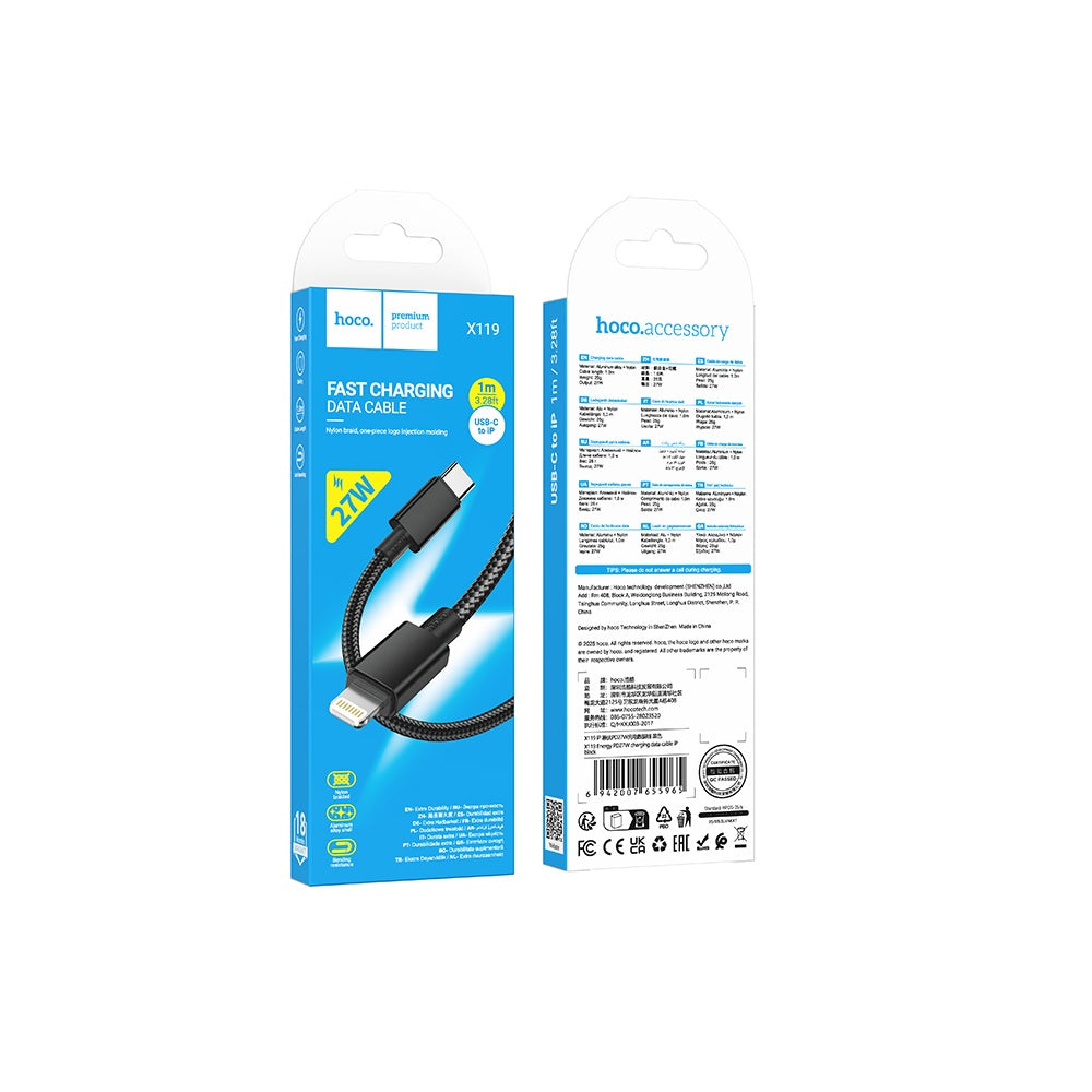 Cable Hoco X119 Energy Tipo-C a iP PD 27W Negro