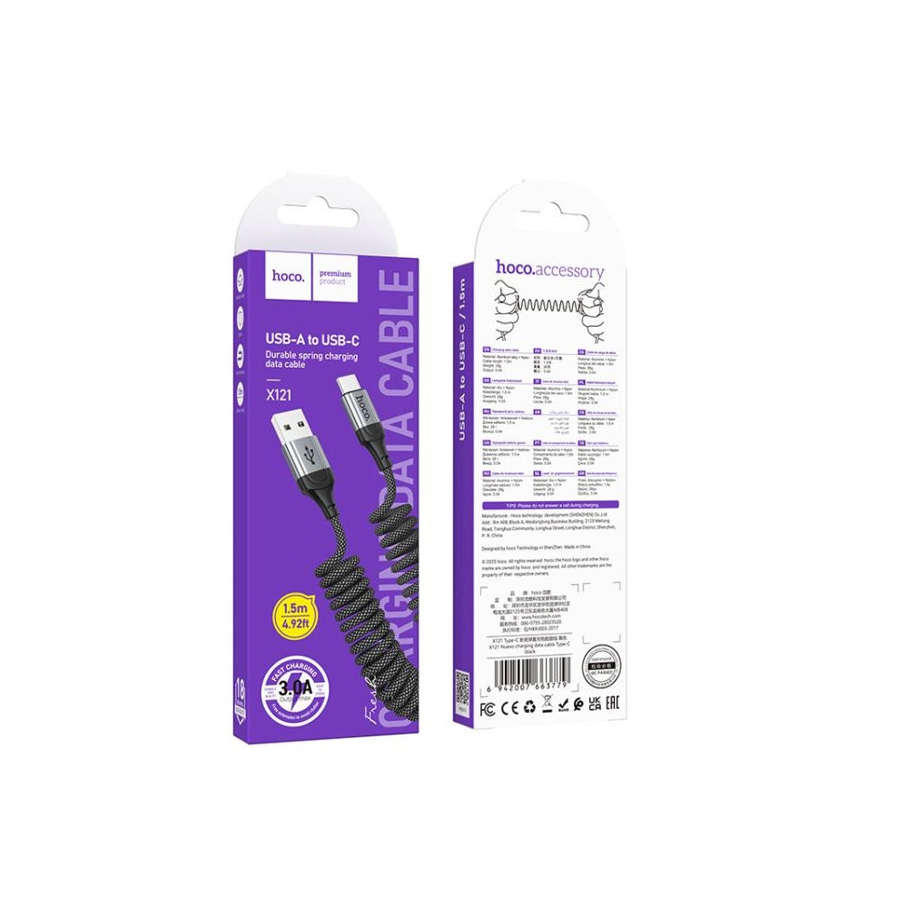 Cable Hoco X121 Nuevo USB a Tipo-C Carga Rápida Negro