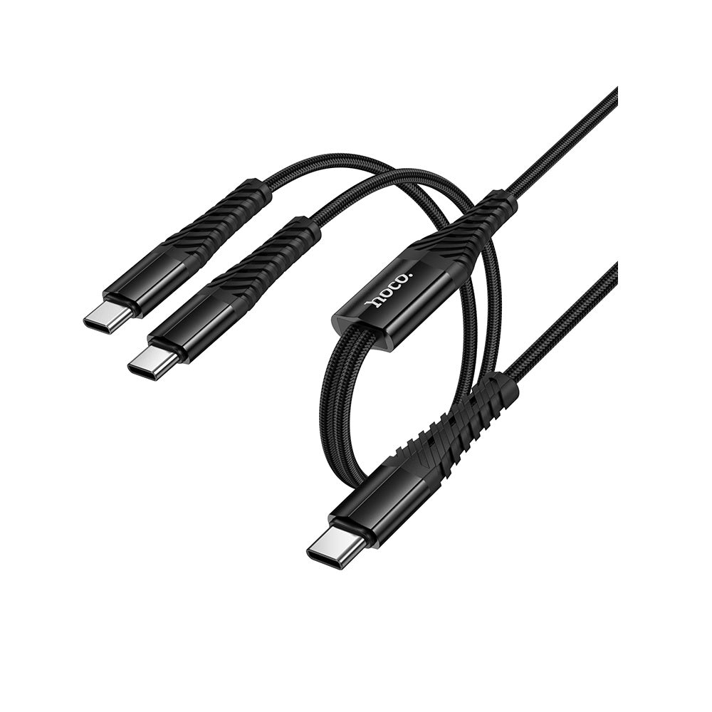 Cable Hoco X123 Victory 2 en 1 Tipo-C a Doble Tipo-C Negro