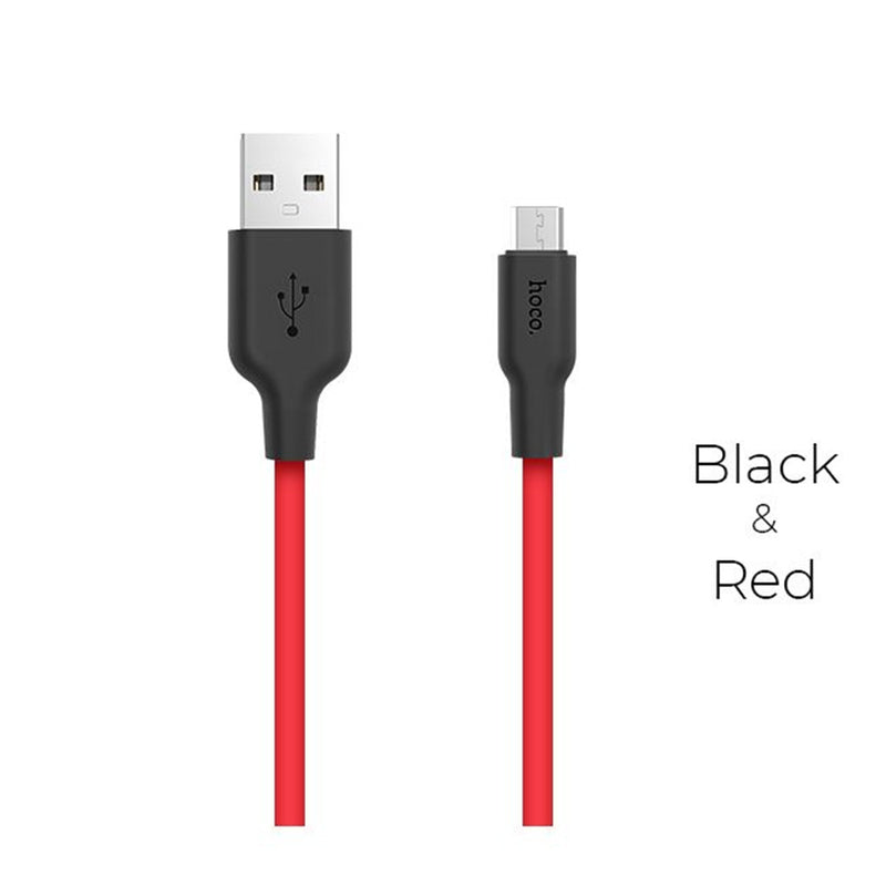 Cable USB a Micro USB V8 1m Hoco X21 Rojo De Silicona