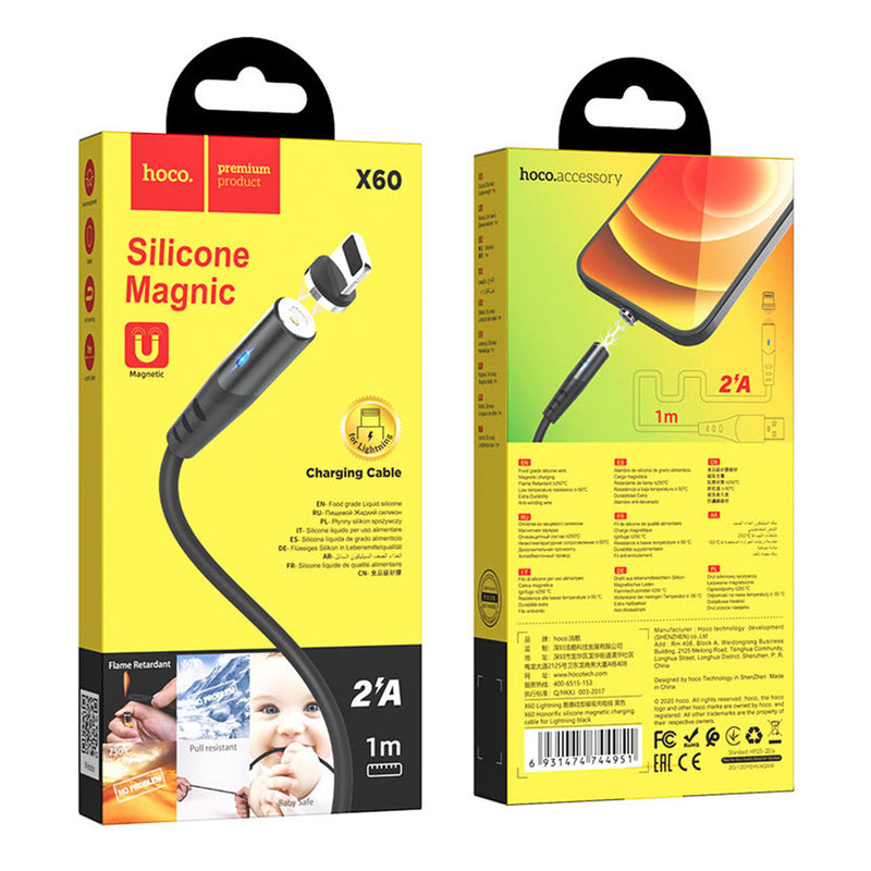 Cable De Datos Magnetico USB a Lightning 1m Hoco X60 Negro